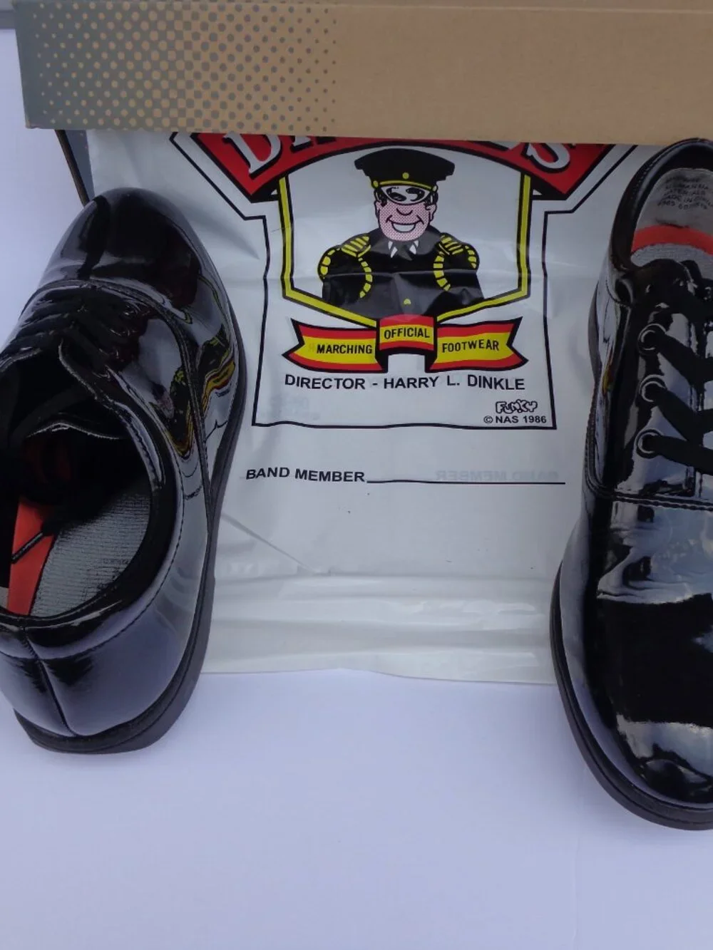 Dinkles Unisex Marching Band Shoes Black Faux Patent Size Men's 10 Women's 12